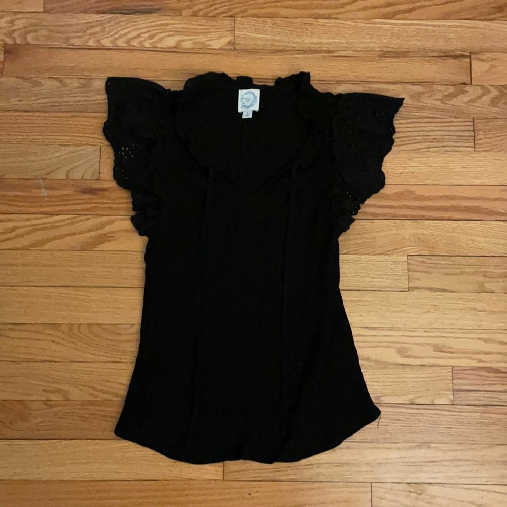 Blue Rain Short Sleeve Ruffle Shirt